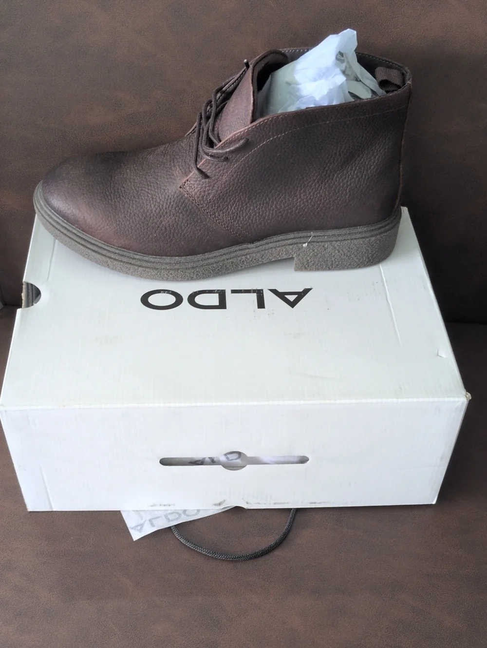 Aldo Men's Dark Brown Leather Lace-Up Chukka